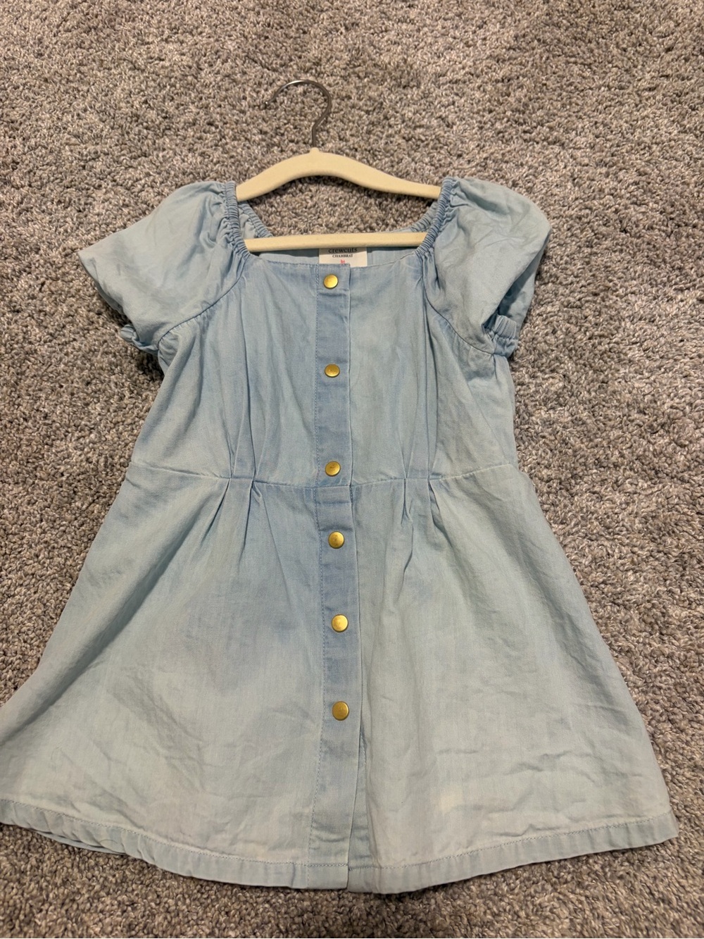 Crewcuts Light Blue Puff-Sleeve Button-Front Casual Dress